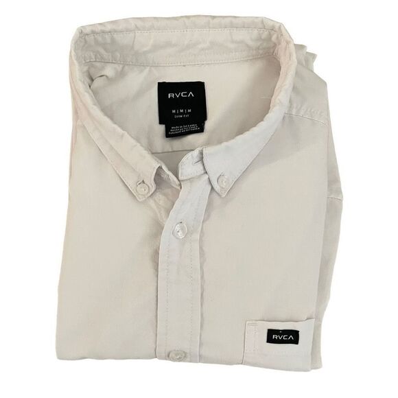 RVCA Men’s White Slim Fit That’ll Do Long Sleeves Button Down Dress SZ M #1103 - Picture 8 of 13